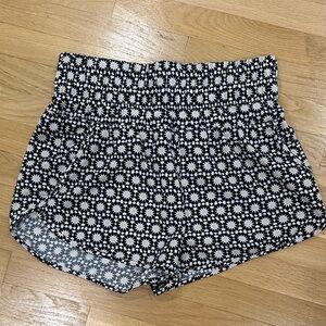 Vanilla Star Black and White Floral High Waist Shorts